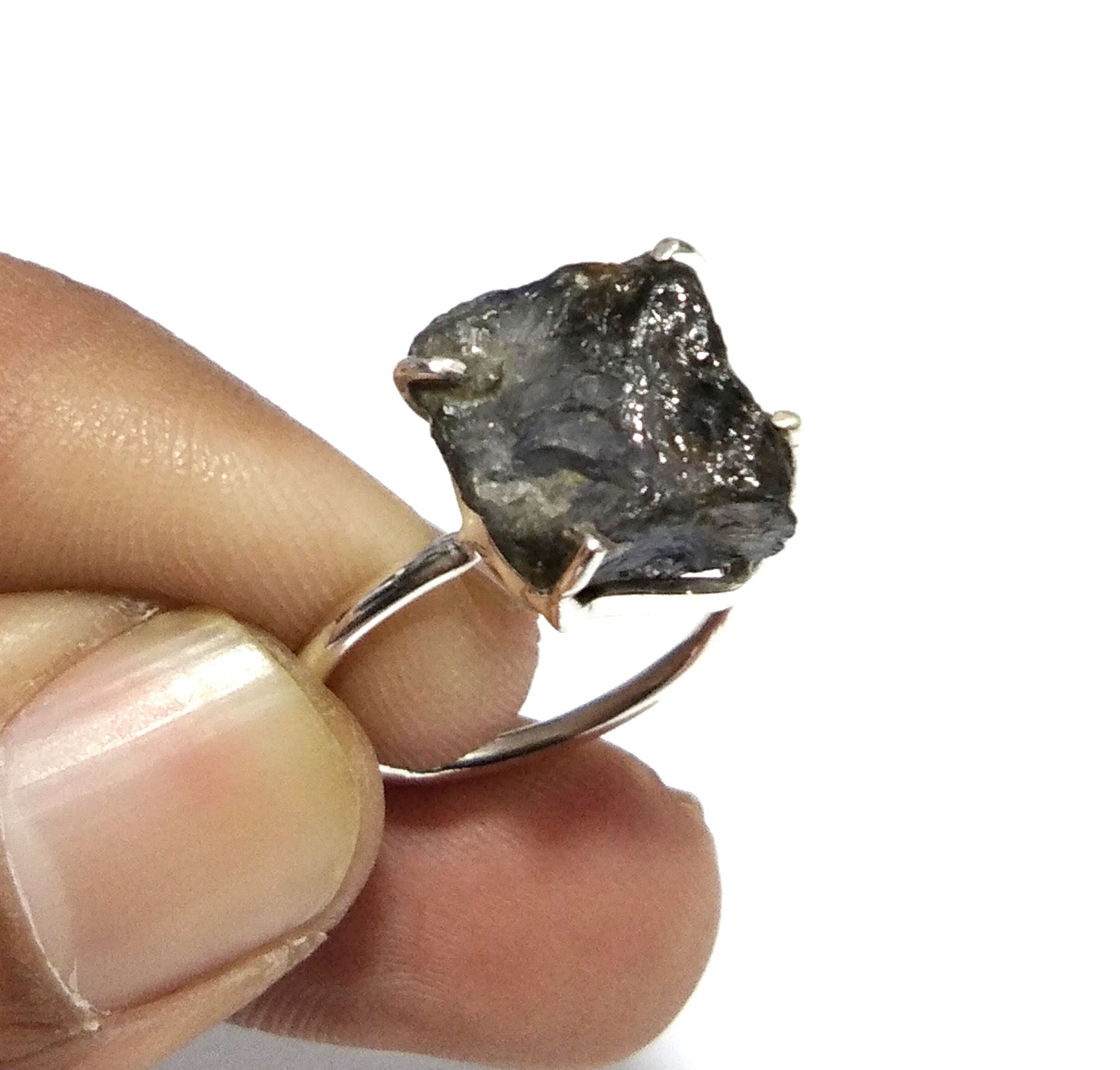 Natural Iolite Rough Gemstone Ring, 925 Solid Sterling Silver Ring, A+++ Iolite Stone Size 13x12mm Handmade Ring, Gift Birthday Ring Jewelry